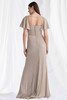 Back view of Morilee 73178 pewter A-line mother of the bride dress with flutter sleeves