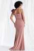 Back view of Morilee 73180 rose crepe mother of the bride dress with floral shoulder detail