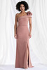 Front view of Morilee 73180 rose fitted mother of the bride dress with skirt slit