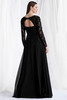 Back view of Morilee 73185 black A-line mother of the bride dress with keyhole back