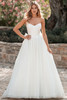 Allure Bridals A1311 front—strapless ballgown with scoop neckline and voluminous tulle skirt.