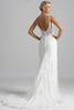 Back view of Farris by Madison James with illusion lace back and button details.