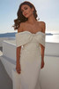 Close-up of oversized bow detail with floral appliqués on Femi by Madison James