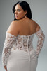 Back view of Sophia Tolli Y3180 featuring illusion lace back, fabric-covered buttons down bodice