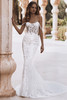 Front view of Enzoani Violet fit-and-flare wedding gown with sweetheart neckline and lace details.