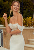 Bride wearing Roxanne with detachable off-the-shoulder sleeves.