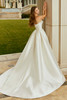 Back view of Rhonda showing chapel train and flowing overskirt.