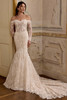 Justin Alexander Lolita wedding dress shown with detachable off-the-shoulder lace sleeves, sold separately.