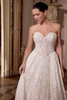 Justin Alexander Love ball gown wedding dress front view showcasing sequined lace bodice and full skirt.