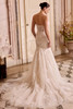 Justin Alexander Lorenna wedding dress back view featuring lace detailing and elegant chapel-length train.