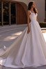 Demetrios Style 1522 ball gown wedding dress with structured bodice, wide straps, and full Mikado skirt.