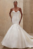 Demetrios Style 1531 flared wedding dress with strapless corset bodice and sleek Mikado silhouette.