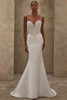 Demetrios Style 1532 wedding dress with detachable overskirt creating a dramatic flared silhouette and added volume.
