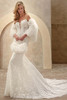Demetrios Style 1537 wedding dress styled with statement jacket, highlighting sleek silhouette and romantic sparkle.