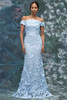 MGNY 2070016 Sky Blue Mothers Gown Front View