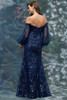 Morilee MGNY 2070034 Navy Beaded Mothers Gown Back View