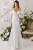 Morilee Arabesque wedding gown front view with plunging V-neckline and embroidered lace bodice