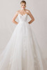 Morilee Chasse wedding gown front view with strapless cat eye neckline and A-line skirt