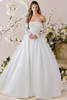 Morilee Lise wedding gown front view with detachable lace sleeves and satin skirt