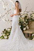 Morilee Celina gown side view with fitted lace bodice and flared skirt
