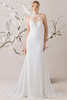 Morilee Sai wedding gown front view with illusion halter neckline and sheath silhouette