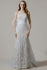 Morilee Lysette wedding gown front view with strapless neckline and lace fit and flare silhouette