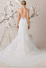 Morilee Maris gown back view with low scoop back and lace train