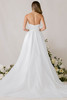 Morilee Elssler gown back view with flowing organza skirt and train