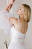 Morilee Jete bodice detail with draped neckline and floral straps