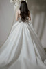 Morilee Elodie gown back view with full satin skirt and train