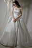 Morilee Elodie wedding gown front view with scoop neckline and satin ball gown silhouette