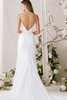Back view of Morilee 1010055 wedding dress with low V-back and delicate spaghetti straps in crepe.