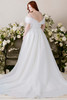 Morilee Canna plus size gown back view with train and button detail