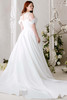 Morilee Wren plus size A-line gown back view with lace keyhole and train