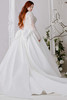 Morilee Jasper plus size ball gown back view with bow detail and train