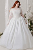 Morilee Jasper plus size ball gown front view with lace bodice and full satin skirt