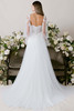 Morilee Clara gown back view with long train and detachable sleeves
