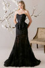 Morilee Aloura black version with strapless peplum bodice and lace skirt