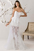 Morilee Aloura wedding dress ivory front view with peplum lace bodice and sheer skirt