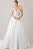 Morilee Elowen ball gown front view with sheer corset bodice and satin skirt