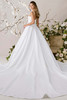 Morilee Wilis ball gown side view with basque waist and flowing train
