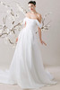 Morilee Mirela A-line gown front view with draped bodice and satin skirt