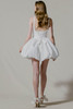 Morilee Croix mini dress view with bubble hem and short silhouette