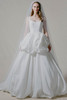 Morilee Croix gown front view with bubble skirt and taffeta fabric