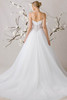 Morilee Sommer bodice detail with sheer basque corset, lace appliqués, and beaded straps