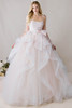 Morilee Huda wedding gown front view in blush multi with cascading ruffle skirt