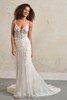 Maggie Sottero Edie wedding gown front view fit and flare deep V neckline