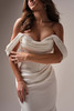 Maggie Sottero Melissa wedding gown bodice detail draped satin pearl neckline