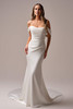 Maggie Sottero Rhoda wedding gown with sleeves off shoulder satin draped pearls