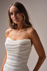 Maggie Sottero Rhoda wedding gown bodice detail ruched satin pearl neckline